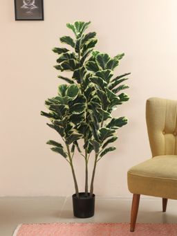 Home Bloom - Decoration Artificial Variegated Fiddle Leaf Fig Plants Indoor Outdoor Pot