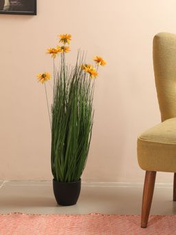 Home Bloom - Artificial Real Touch Imported Allium Grass Flowers Plant with Pot Elevate