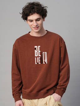 PRONK - Faith and Flora Brown Drop Shoulder Premium Terry Sweatshirt