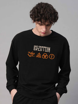 PRONK - Led Zeppelin Black Drop Shoulder Premium Terry Sweatshirt