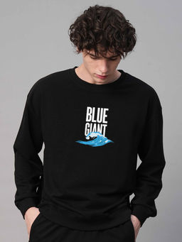 PRONK - Blue Giant Black Drop Shoulder Premium Terry Sweatshirt