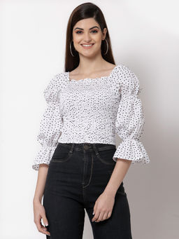 Style Quotient - White Print Crepe Top