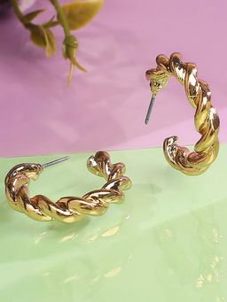 Lilly & Sparkle - Gold-Toned Contemporary Half Hoop Earrings