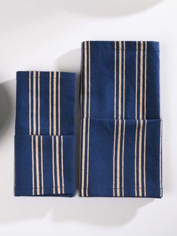 RATAN JAIPUR - Blue Linear Stripe Napkins (Set Of 6)