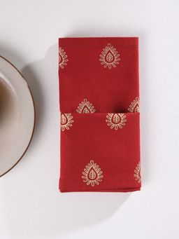 RATAN JAIPUR - Mandala Red Napkins (Set Of 6)