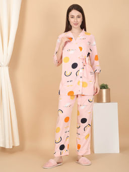 Sweet Dreams - Women Printed Top With Pyjama And Inner Pink (Set of 3)