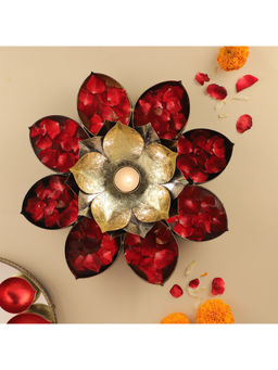 HomeTown - Aruba Iron Lotus Tealight Holder In Multi-Color