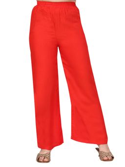 Aarika - Girls Red Solid Cotton Palazzo