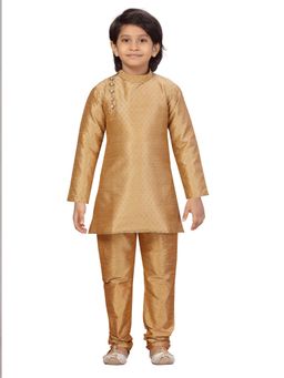 Aarika - Boys Beige Ethnic Woven Silk Kurta with Pant