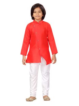 Aarika - Boys Red Solid Silk Kurta with Pant