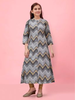 Aarika - Girls Grey Printed Kurta