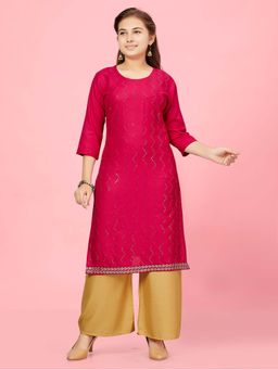 Aarika - Girls Pink Cotton Kurta