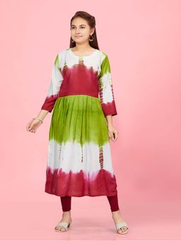 Aarika - Girls Multi-Color Cotton Tie & Dye Kurta