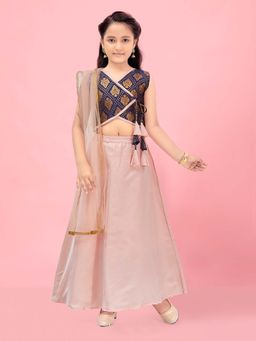 Aarika - Girls Navy Blue Woven Choli with Lehenga & Dupatta