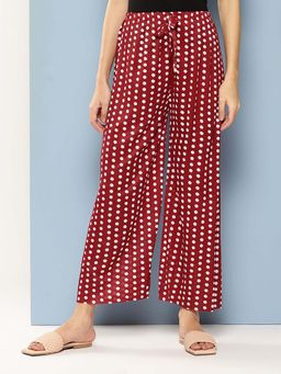 Aarika - Girls Maroon Polka Dot Nylon Palazzo