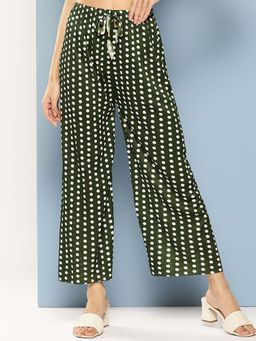Aarika - Girls Olive Polka Dot Nylon Palazzo