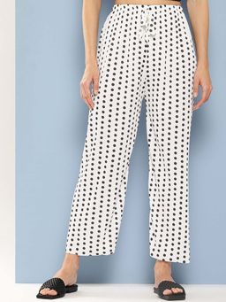 Aarika - Girls White Polka Dot Nylon Palazzo