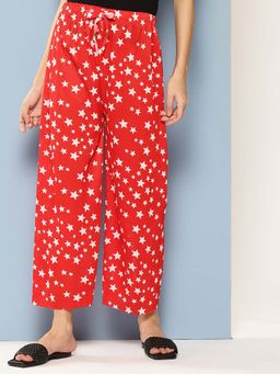 Aarika - Girls Red Printed Nylon Palazzo