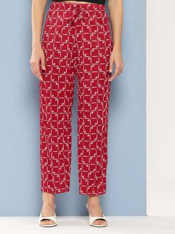 Aarika - Girls Red Printed Nylon Palazzo