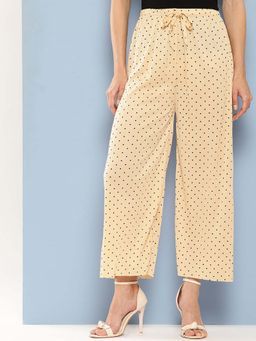 Aarika - Girls Beige Polka Dot Nylon Palazzo