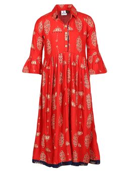 Aarika - Girls Red Printed Kurta