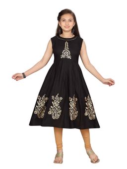 Aarika - Girls Black Printed Anarkali Kurta