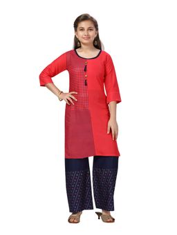 Aarika - Girls Red Printed Kurta with Palazzo