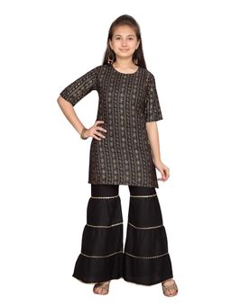 Aarika - Girls Black Printed Kurti with Sharara