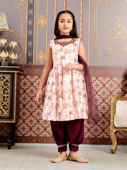 Aarika - Girls Maroon Hand Embroidery Kurta with Salwar & Dupatta