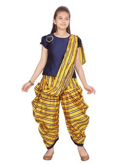 Aarika - Girls Navy Blue Stripes Top with Salwar