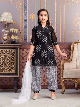 Aarika - Girls Black Sequin Embroidery Kurti with Salwar & Dupatta