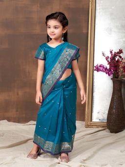 Aarika - Girls Blue Krishma Silk Saree with Blouse