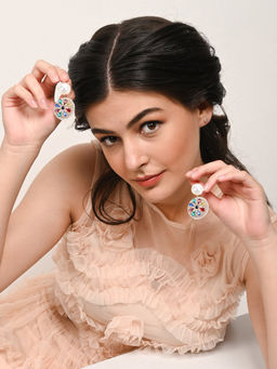 Odette - Multi-Color Mixed Metal Solid Plain Party's Statement Drops & Danglers Earrings
