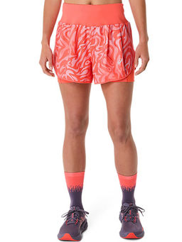 ASICS - Women Red Road All Over Print 2-N-1 3.5In Running Shorts