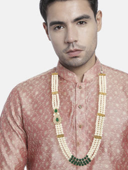 OOMPH - Green and White Pearl Necklace for Groom