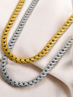 OOMPH - Silver and Gold Tone Snake Stainless Steel Fashion Chain (Pack of 2)