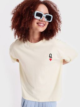 Bewakoof - Womens Off White The Queen Typography Oversized T-Shirt