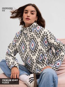 The Souled Store - White Printed Oversized Fit Jacket