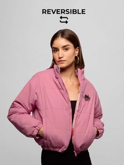 The Souled Store - Pink Solid Regular Fit Jacket
