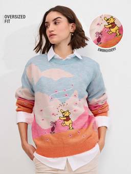 The Souled Store - Multi-Color Embroidered Oversized Fit Sweater