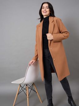 Club York - Brown Solid Regular Fit Overcoat