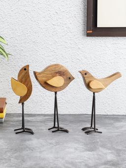 VarEesha - Hand Crafted Sheesham Wood Bird Family Set of 3