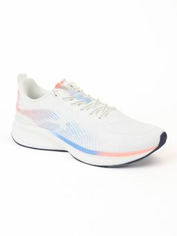 Xtep - Coated Leather Upper Transparent Midsole Running Shoes for Men,Canvas White/Nc Blue