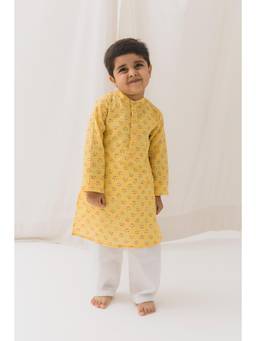 RATAN JAIPUR - Yellow Kusum Cotton Kurta