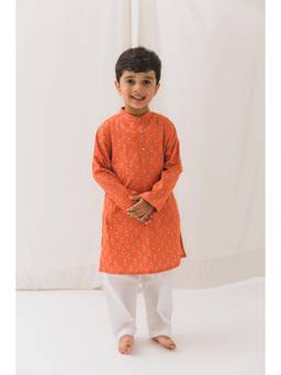 RATAN JAIPUR - Orange Pallav Cotton Kurta