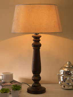 Homesake - Mabel Black Wood Table Lamp Khadi Shade
