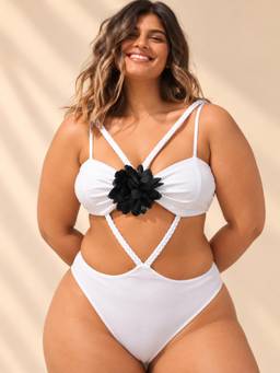 Coco Turtle - White Floral Cut-Out Monokini