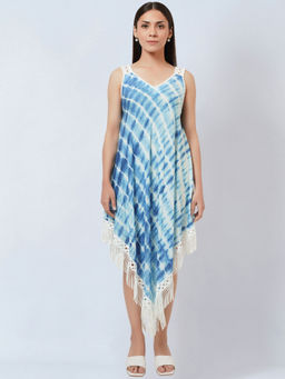 First Resort by Ramola Bachchan - Blue Tie-dye Handkerchief Dress