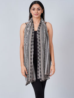 First Resort by Ramola Bachchan - Charcoal Grey Python Print Stole