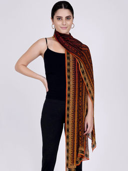 First Resort by Ramola Bachchan - Orange Python Print Stole